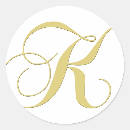 Monogram Letter K Golden Single Ronde Sticker (Voorkant)