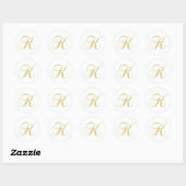 Monogram Letter K Golden Single Ronde Sticker (Vel)