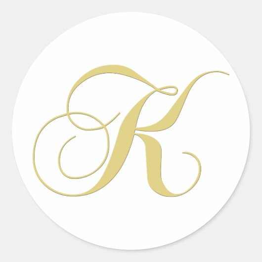 Monogram Letter K Golden Single Ronde Sticker (Voorkant)