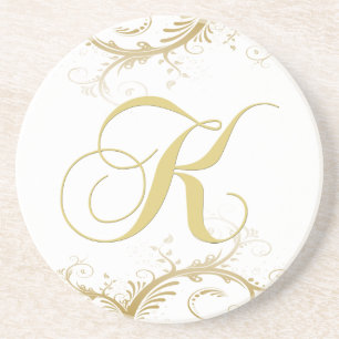 Monogram Letter K Golden Wines Zandsteen Onderzetter
