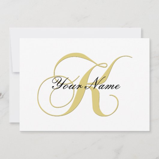 Monogram Letter K Gouden Aanpasbaar Kaart (Voorkant)