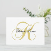 Monogram Letter K Gouden Aanpasbaar Kaart (Staand voorkant)
