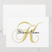 Monogram Letter K Gouden Aanpasbaar Kaart (Voorkant / Achterkant)