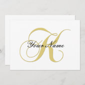 Monogram Letter K Gouden Enkele Aanpasbaar Kaart (Voorkant / Achterkant)