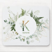 Monogram Letter K Greenery Wreath Muismat (Voorkant)