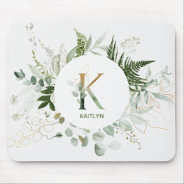 Monogram Letter K Greenery Wreath Muismat