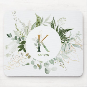 Monogram Letter K Greenery Wreath Muismat