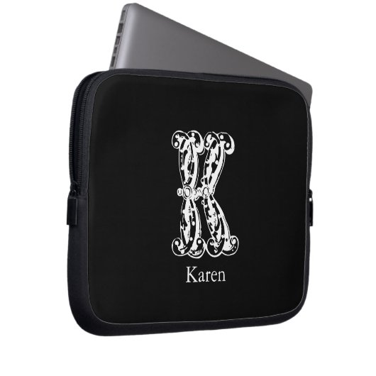 Monogram Letter K Initialen Laptop Sleeve (Voorkant Rechts)