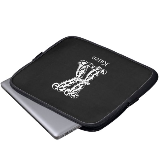 Monogram Letter K Initialen Laptop Sleeve (Voorkant onderkant)