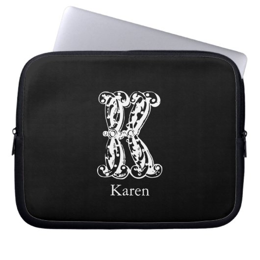 Monogram Letter K Initialen Laptop Sleeve (Voorkant)