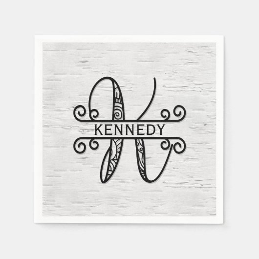 Monogram Letter K met familienaam Servet (Voorkant)