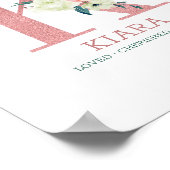 Monogram Letter K Roze Waterverf Floral Neursery Poster (Hoek)