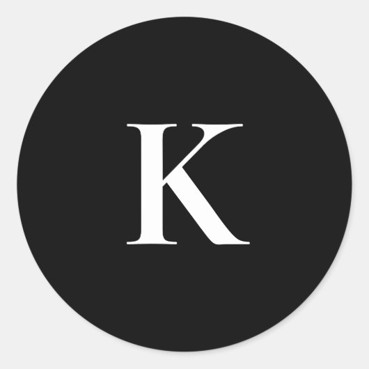 Monogram Letter K Sticker – Black & White Minimal  (Voorkant)