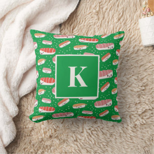 Monogram Letter Kawaii Sushi Pattern Kussen
