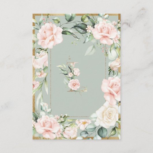 Monogram Letter L Elegant Sage Green Floral Bedankkaart (Voorkant)