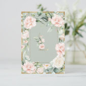 Monogram Letter L Elegant Sage Green Floral Bedankkaart (Staand voorkant)