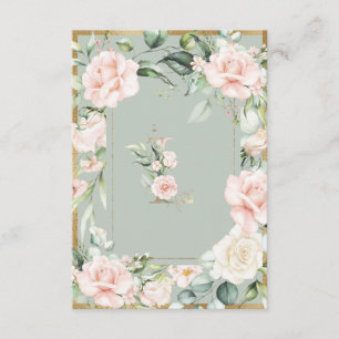 Monogram Letter L Elegant Sage Green Floral Bedankkaart