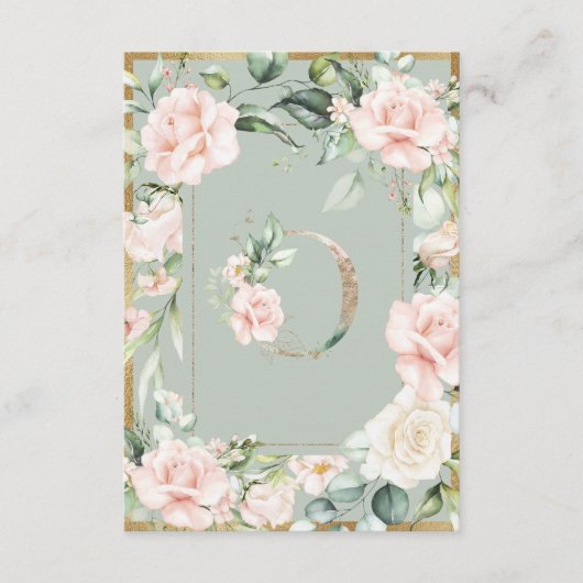 Monogram Letter L Elegant Sage Green Floral Bedankkaart (Voorkant)