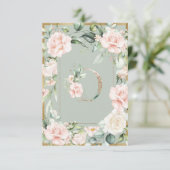 Monogram Letter L Elegant Sage Green Floral Bedankkaart (Staand voorkant)