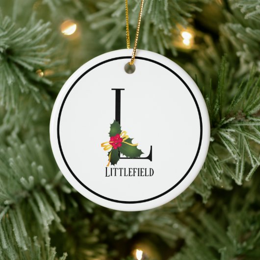 Monogram Letter L Gepersonaliseerde Kerstmis Keramisch Ornament (Boom)