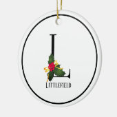 Monogram Letter L Gepersonaliseerde Kerstmis Keramisch Ornament (Links)
