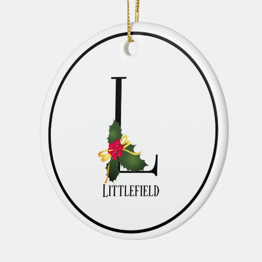 Monogram Letter L Gepersonaliseerde Kerstmis Keramisch Ornament (Links)