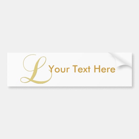 Monogram Letter L Golden Single Bumpersticker (Voorkant)