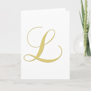 Monogram Letter L Golden Single Notitiekaartje