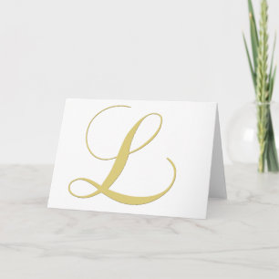 Monogram Letter L Golden Single Notitiekaartje