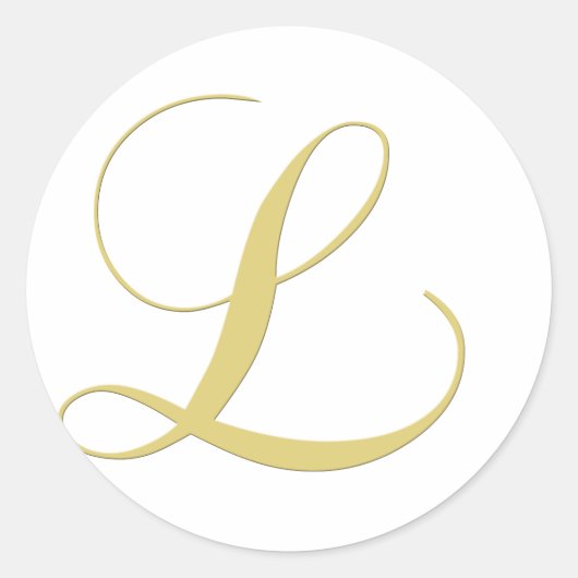 Monogram Letter L Golden Single Ronde Sticker (Voorkant)