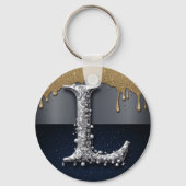 Monogram Letter L Goud Druppelend Zilver Luxe Sleutelhanger (Achterkant)