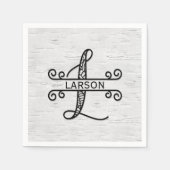 Monogram Letter L met familienaam Servet (Voorkant)