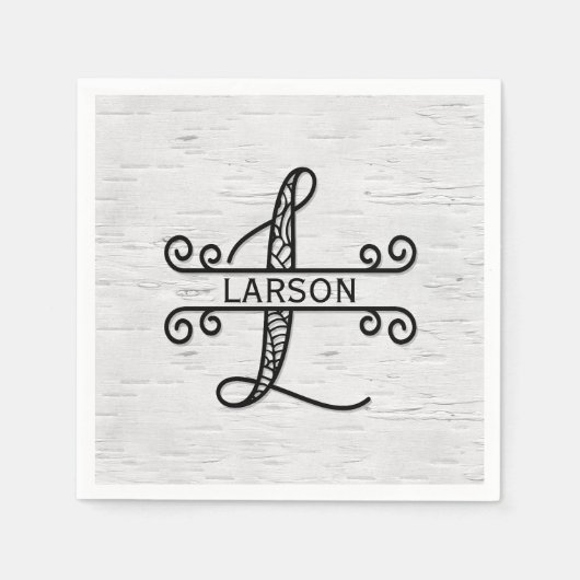 Monogram Letter L met familienaam Servet (Voorkant)