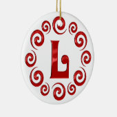 Monogram Letter L Red Keramisch Ornament (Rechts)