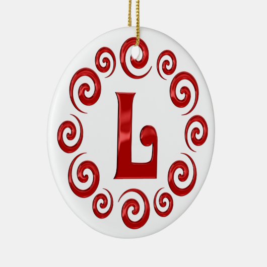 Monogram Letter L Red Keramisch Ornament (Rechts)
