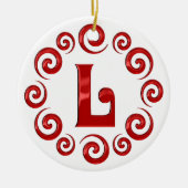 Monogram Letter L Red Keramisch Ornament (Voorkant)