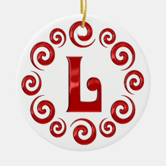 Monogram Letter L Red Keramisch Ornament