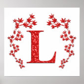 Monogram Letter L Red Leaves Poster (Voorkant)