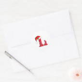 Monogram letter L, Santa hat Kerst sticker (Envelop)