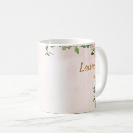 Monogram Letter L Waterverf Floral Coffee Mok (Voorkant rechts)