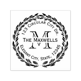 Monogram Letter Laurel Wreatcle Adres Stempel