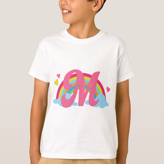 Monogram Letter M Alphabet Rainbow T-shirt (Voorkant)