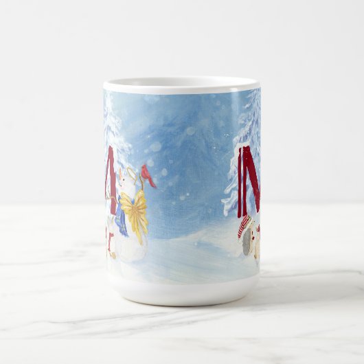 Monogram Letter M Angel Snowman Kerstmis Koffiemok (Center)