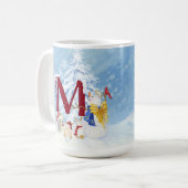 Monogram Letter M Angel Snowman Kerstmis Koffiemok (Voorkant links)