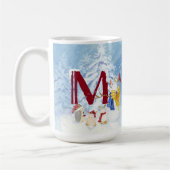 Monogram Letter M Angel Snowman Kerstmis Koffiemok (Links)