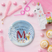 Monogram Letter M Angel Snowman Kerstmis Papieren Bordje (Feest)