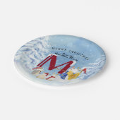 Monogram Letter M Angel Snowman Kerstmis Papieren Bordje (Gekanteld)