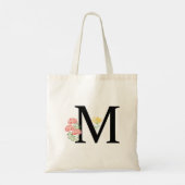 Monogram Letter M Aquarel Rozen Bloemenspray Tote Bag (Achterkant)