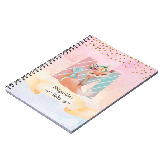 Monogram Letter M Baby Fox Girl Diary Notitieboek (Linkerzijde)