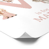 Monogram Letter M Boho Oerwoud Animal Nursery Wall Poster (Hoek)